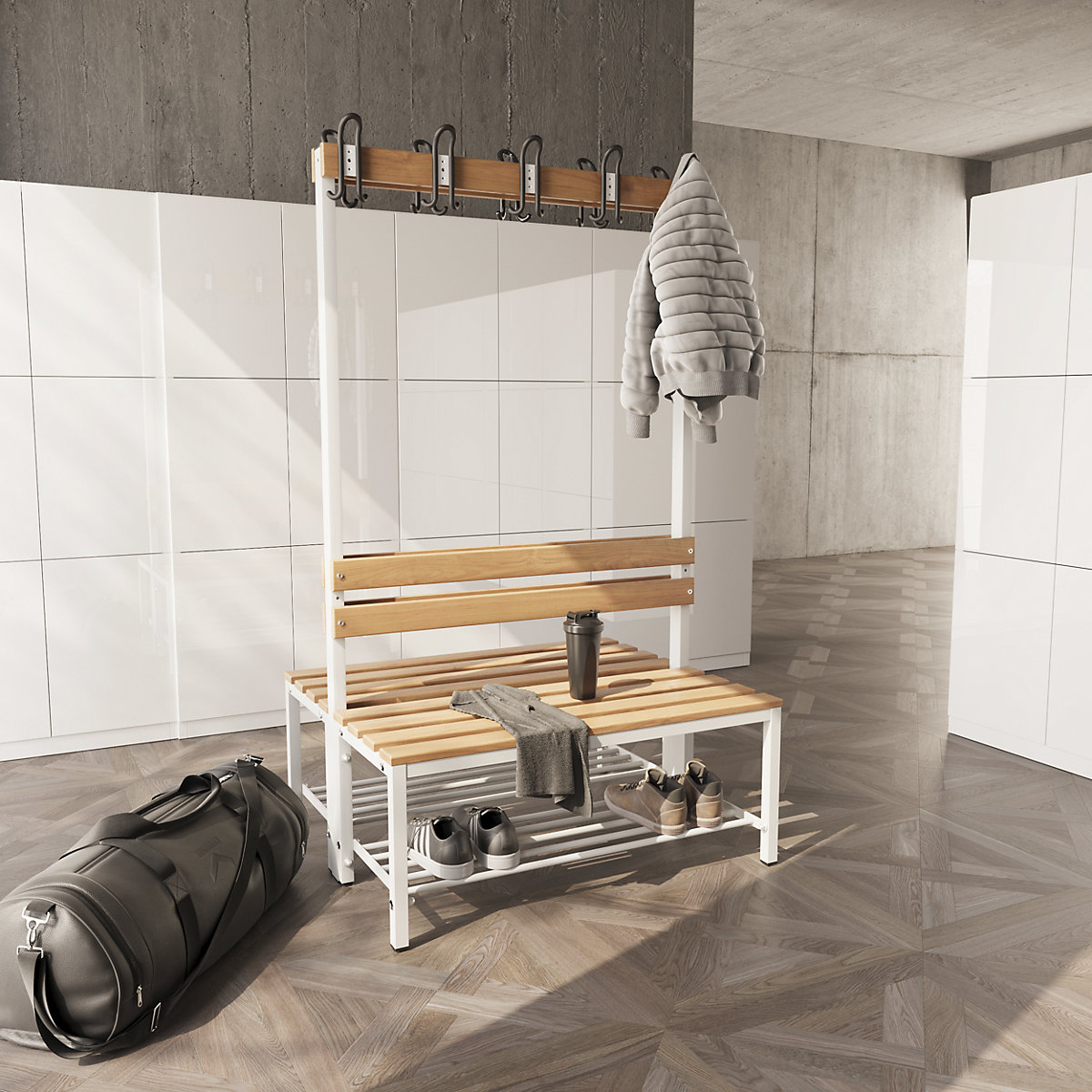 Shoe shelf for eurokraft basic changing room bench (Product illustration 4)-3