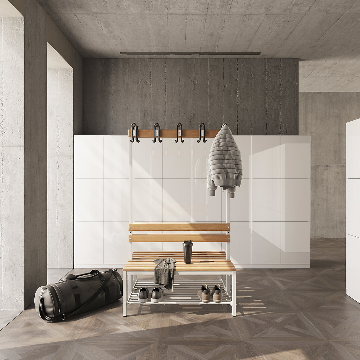 Shoe shelf for eurokraft basic changing room bench (Product illustration 5)-4