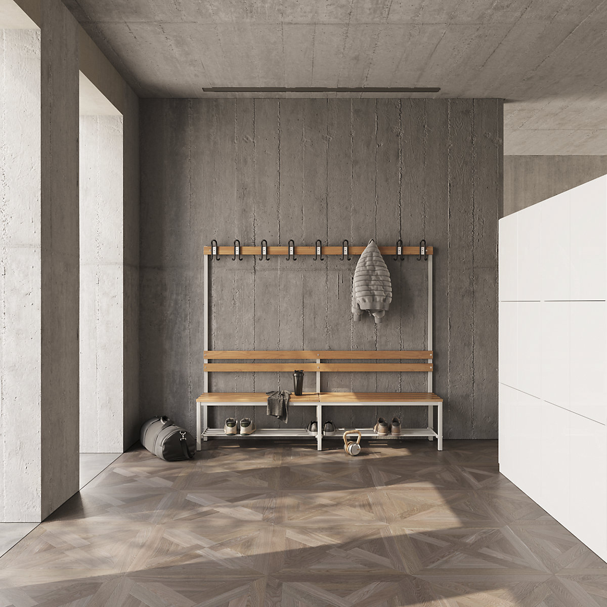 Shoe shelf for eurokraft basic changing room bench (Product illustration 2)-1