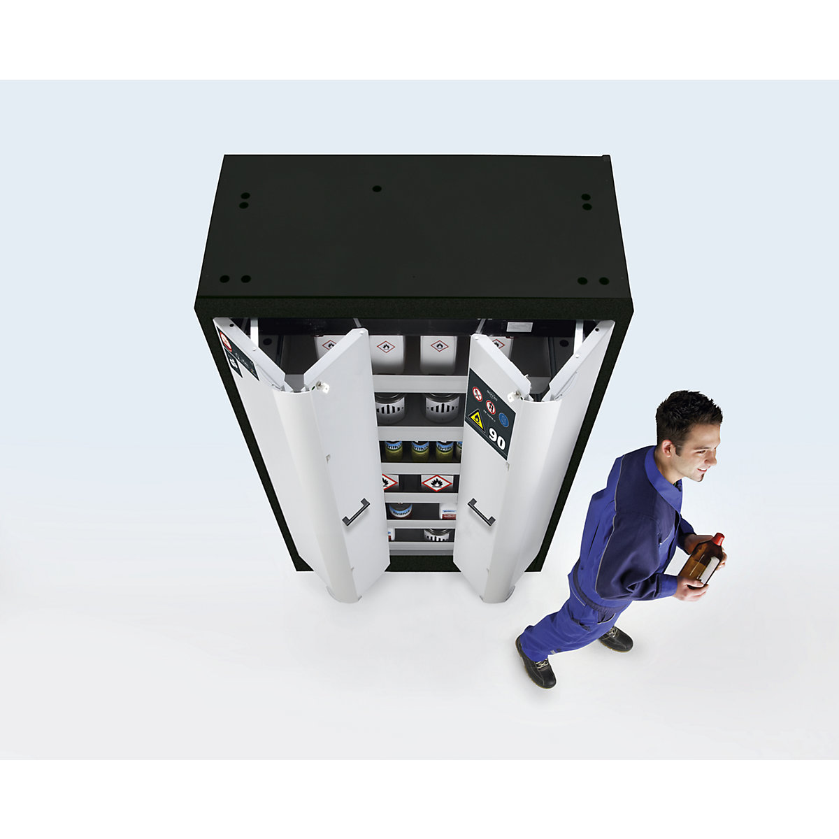 Fire resistant cupboard with folding doors for hazardous goods type 90, semi-automatic – asecos (Product illustration 2)-1