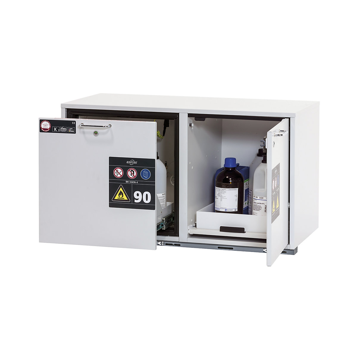 Type 90 fire resistant combination add-on drawer unit - asecos