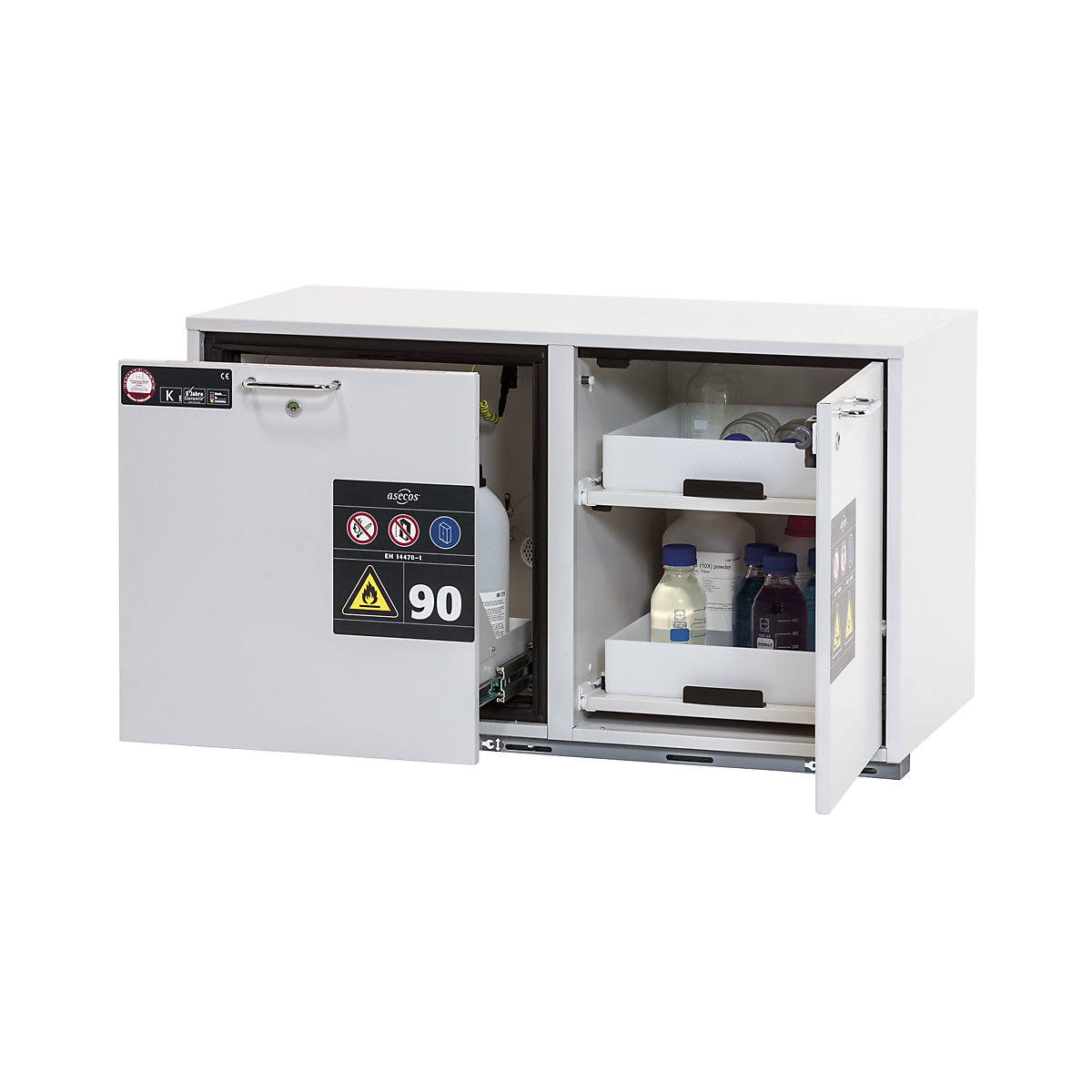 Type 90 fire resistant combination add-on drawer unit - asecos