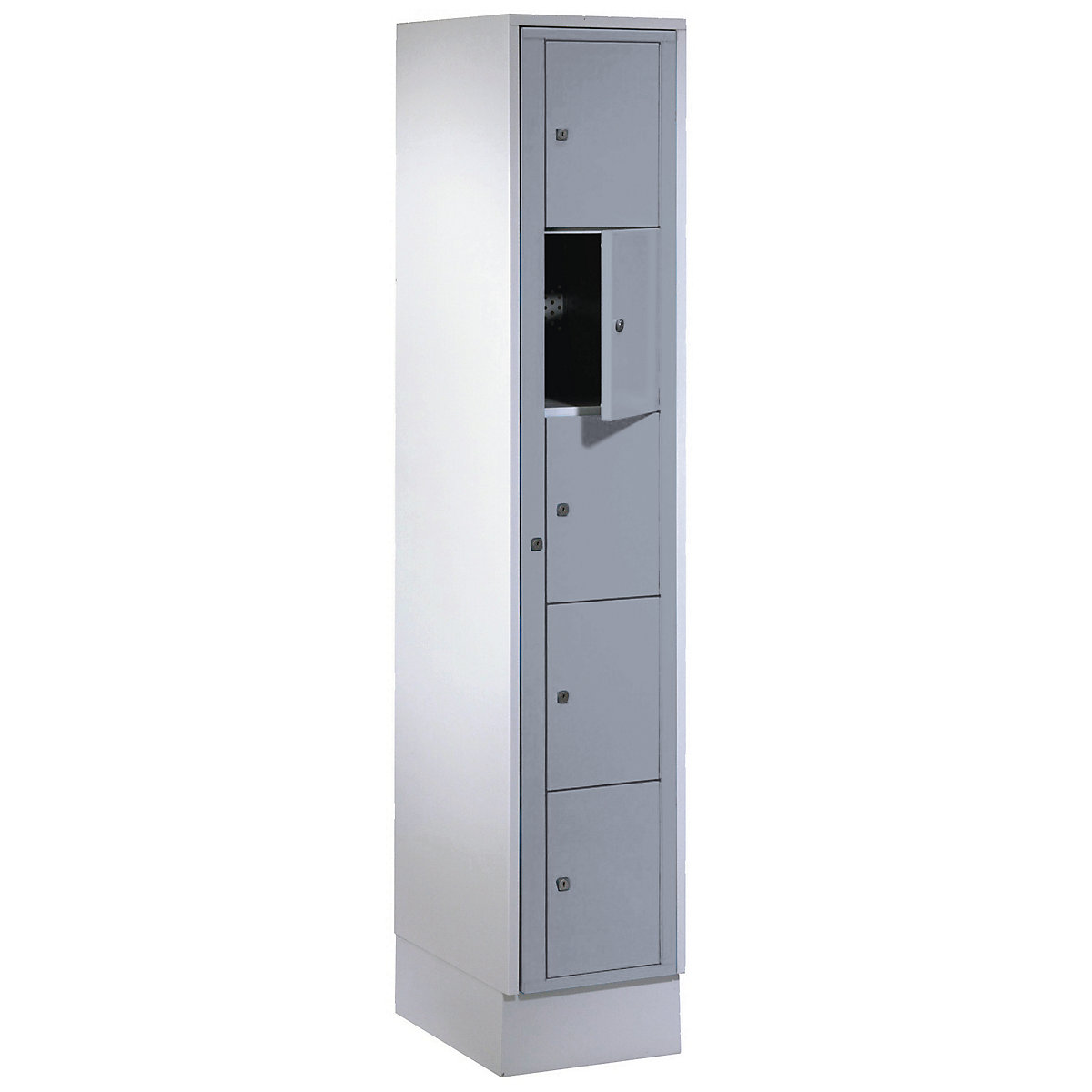 Laundry cabinet – Wolf, HxWxD 1800 x 350 x 500 mm, 5 compartments, light grey / silver grey-5