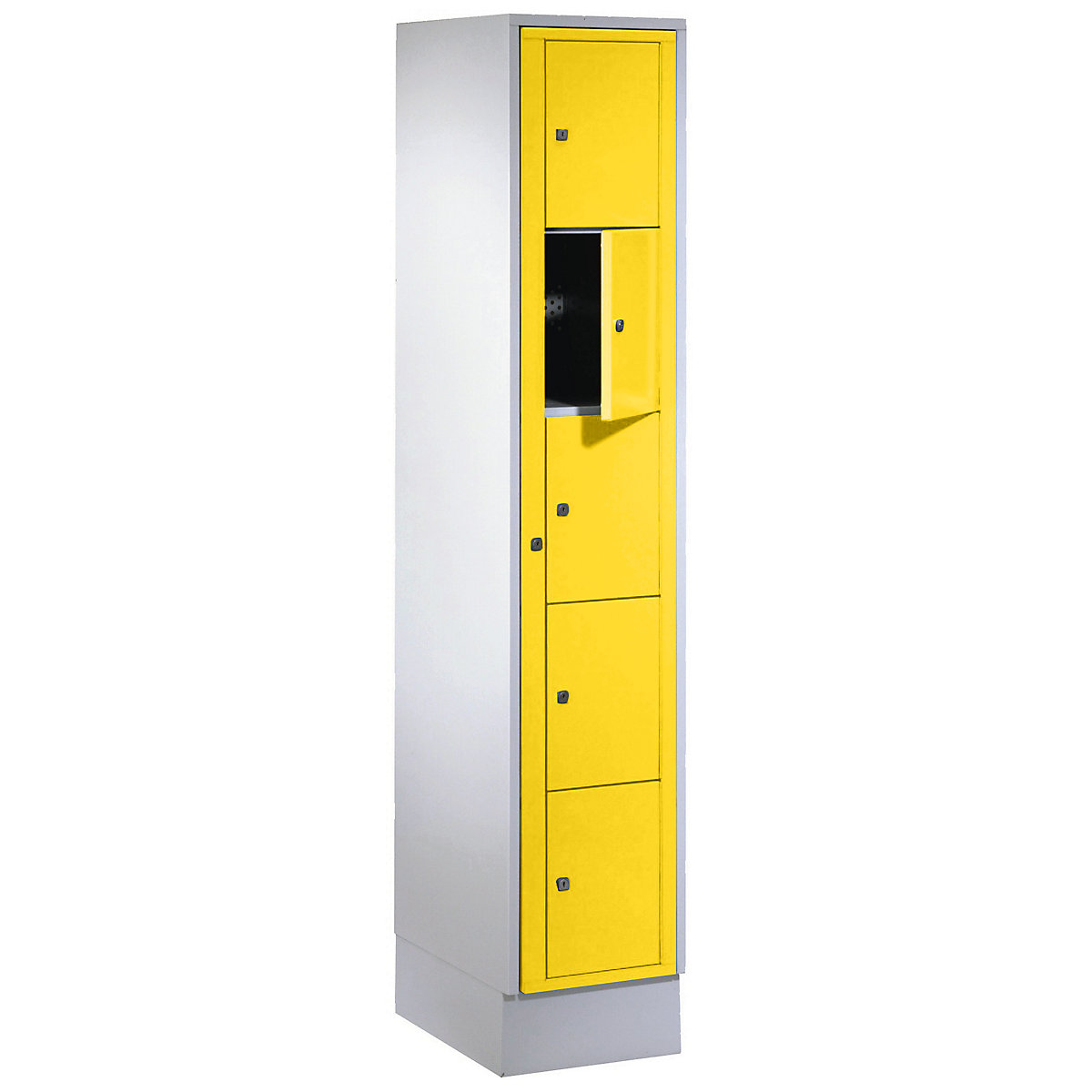 Laundry cabinet – Wolf, HxWxD 1800 x 350 x 500 mm, 5 compartments, light grey / zinc yellow-4