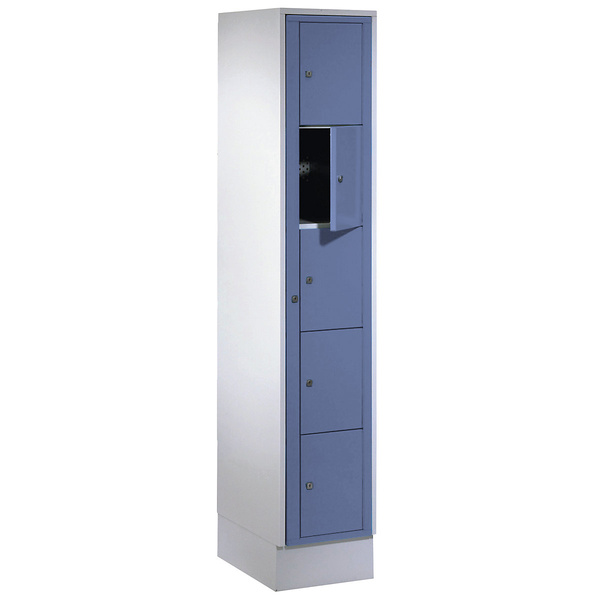 Laundry cabinet – Wolf, HxWxD 1800 x 350 x 500 mm, 5 compartments, light grey / pigeon blue-3