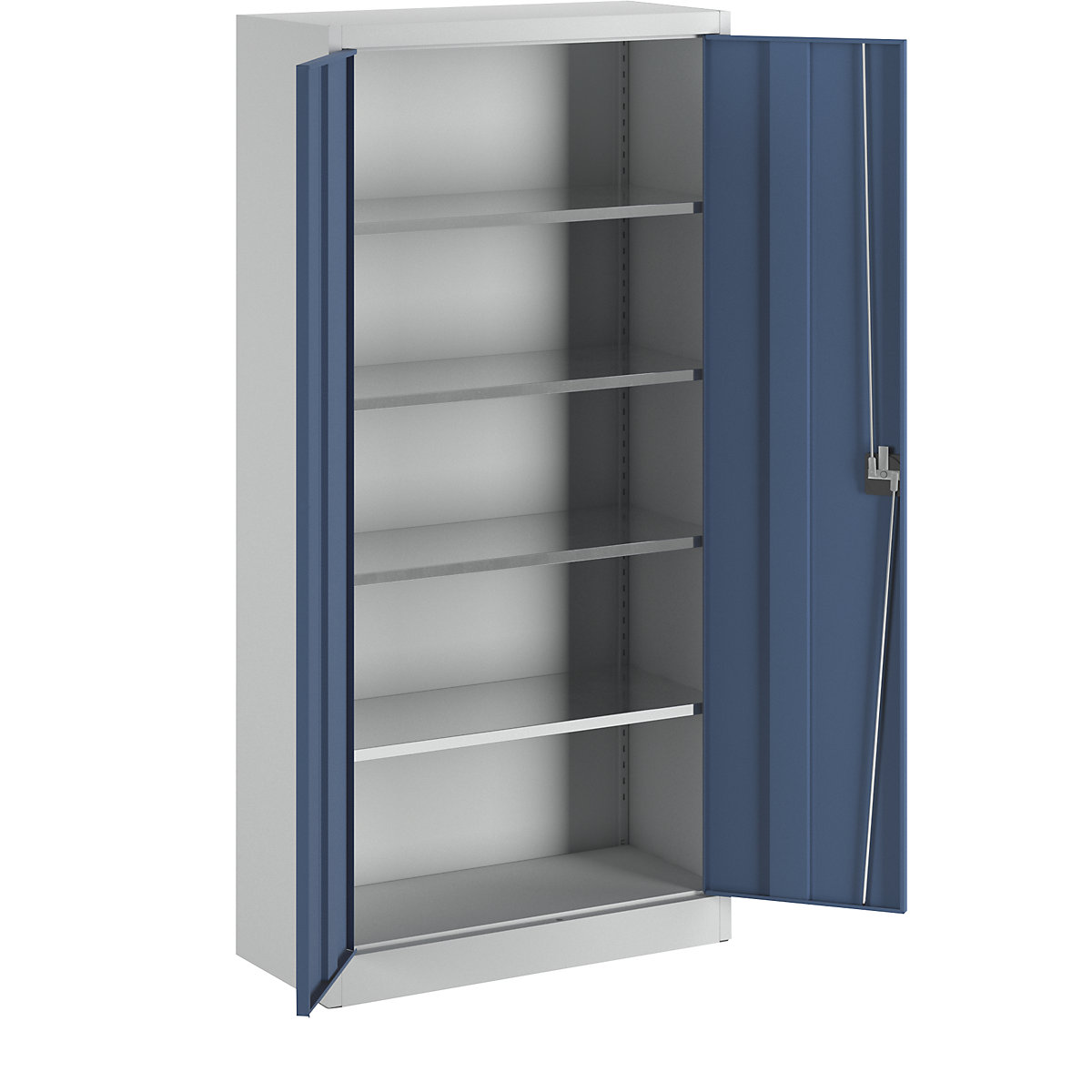 Storage cupboard, HxW 1950 x 950 mm – mauser, depth 420 mm, housing light grey, doors brilliant blue-4