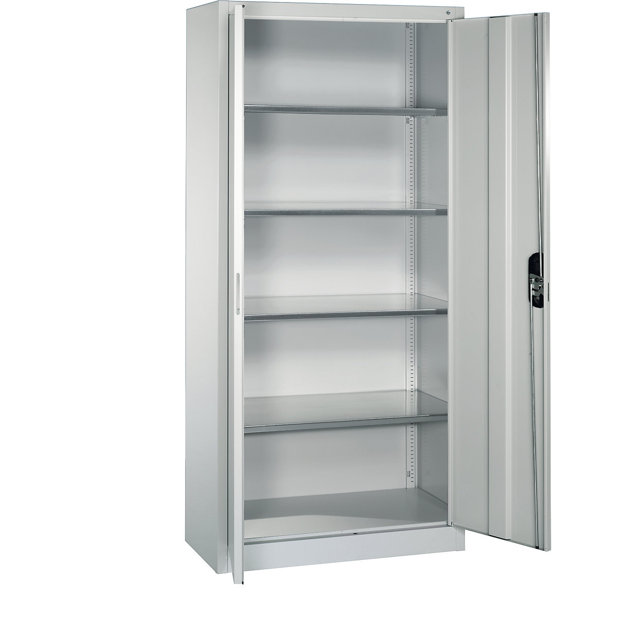 Workshop double door cupboard – C+P, HxWxD 1950 x 930 x 400 mm, light grey / light grey-5
