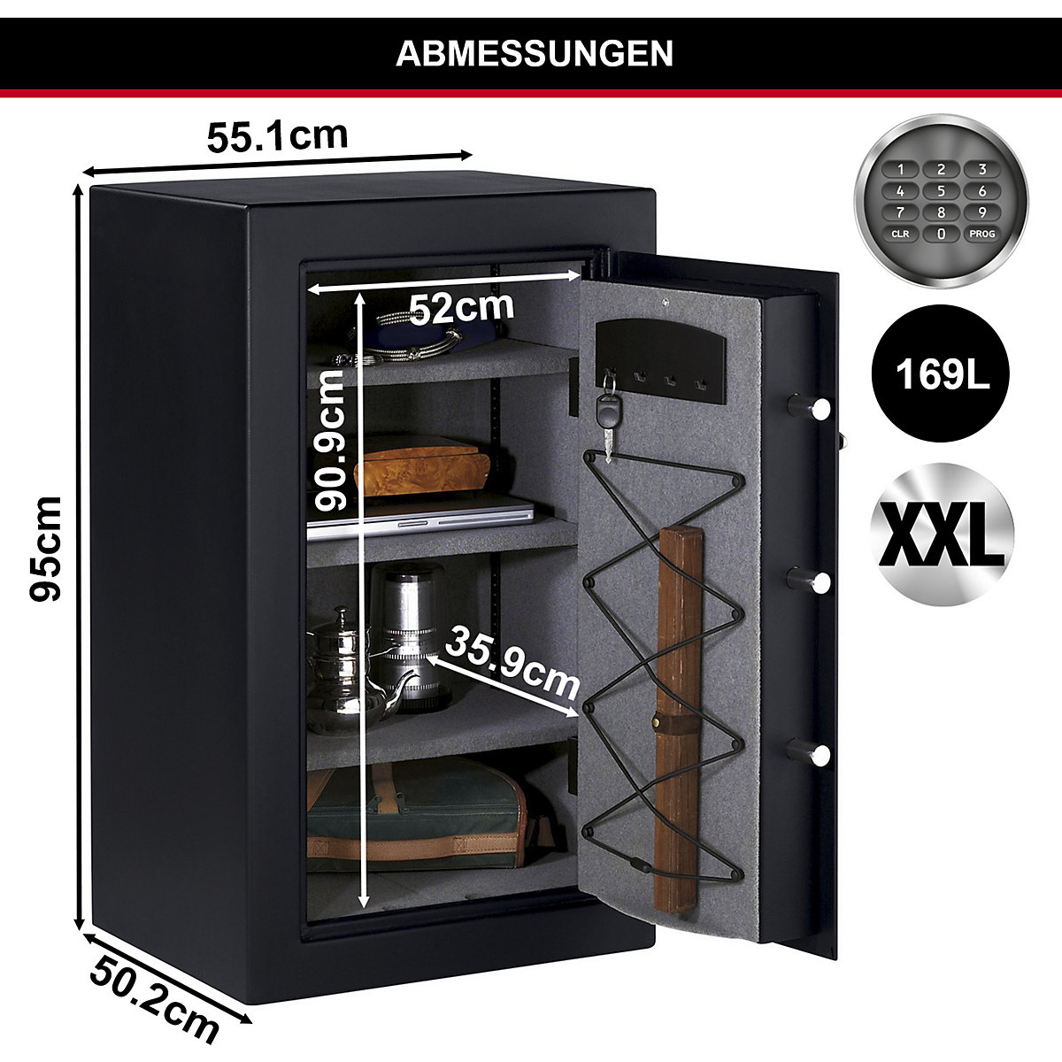 Security safe with digital combination – Masterlock (Product illustration 6)-5
