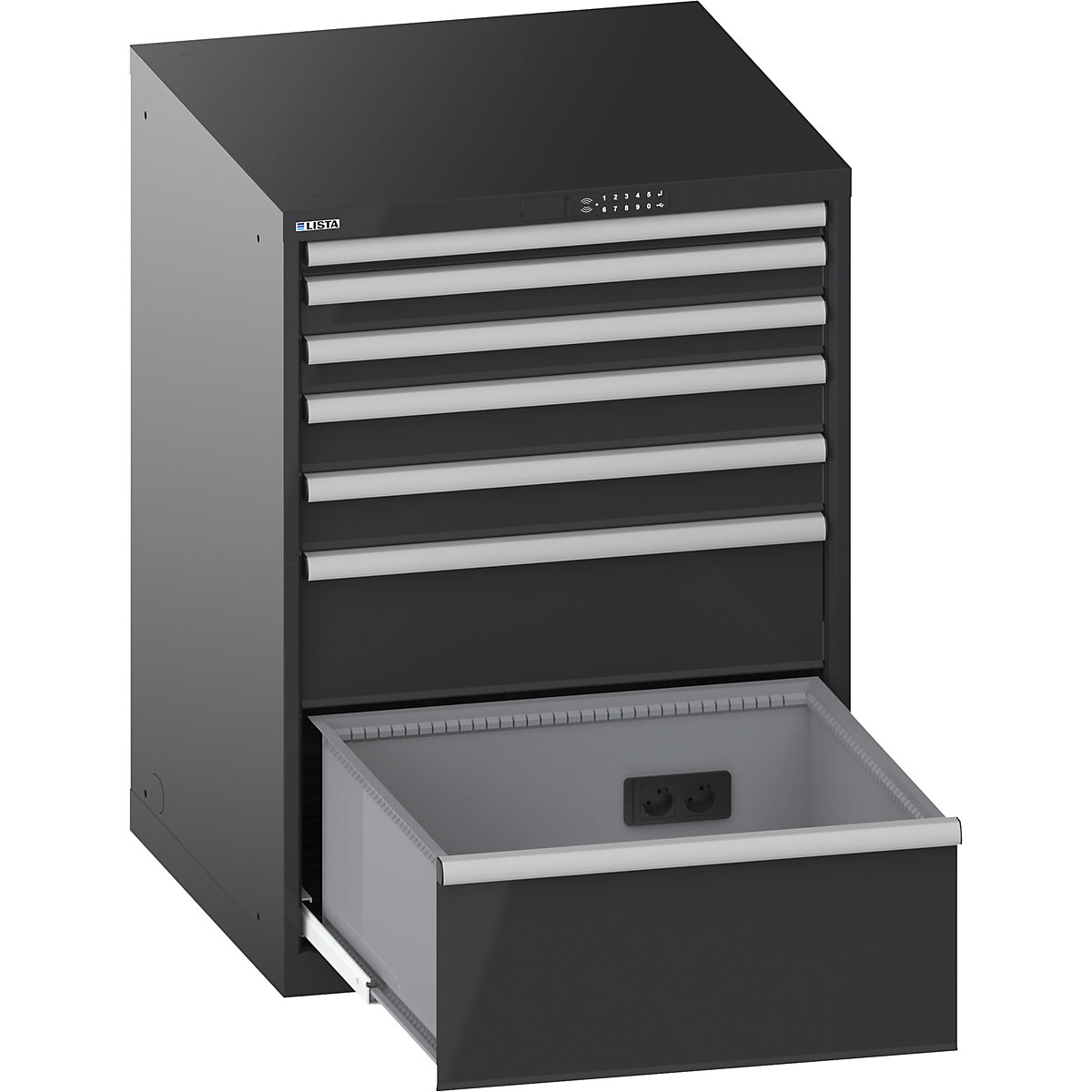 Drawer cupboard, with battery charging function, RFID lock – LISTA (Product illustration 2)-1
