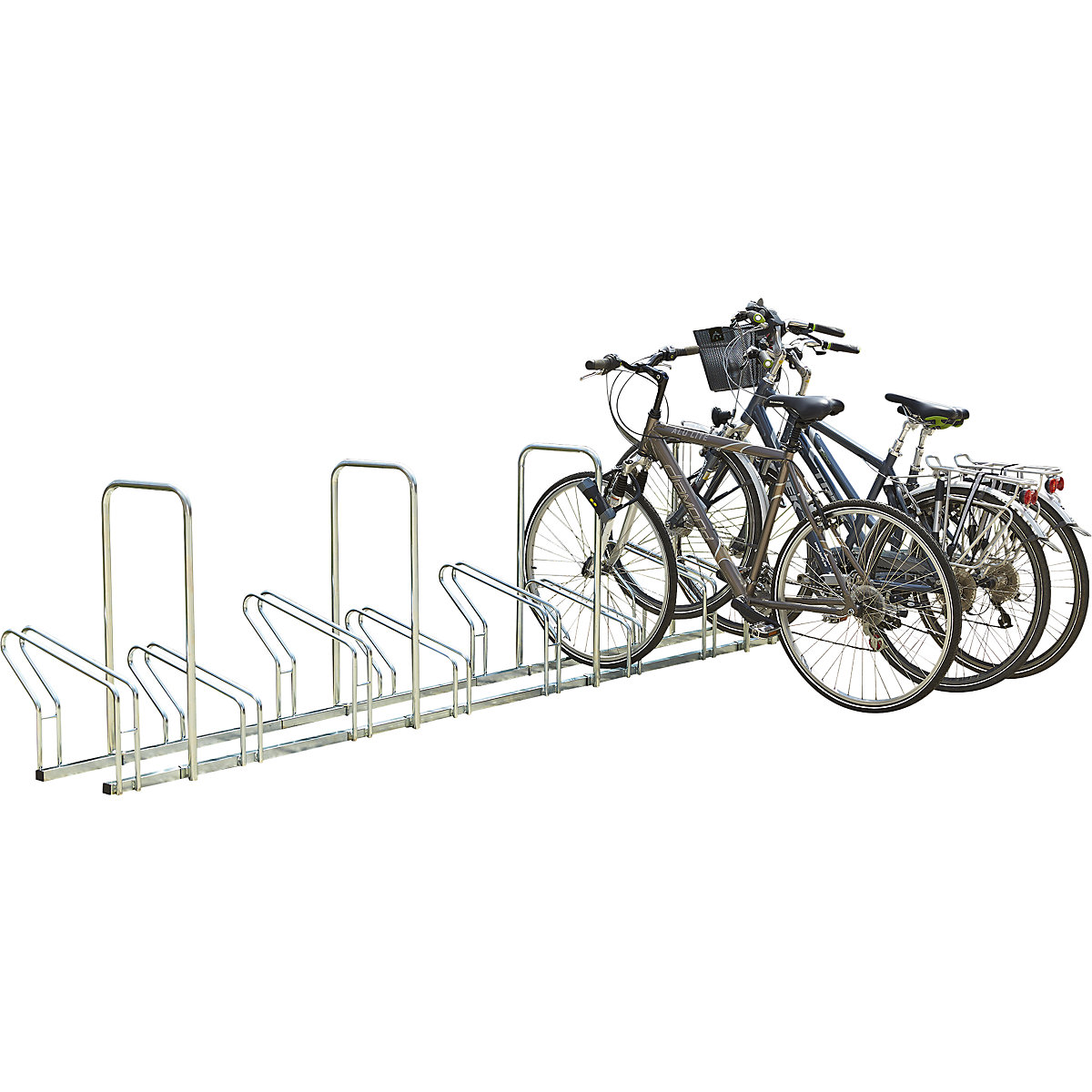 Bicycle racks on two levels side by side - Mottez