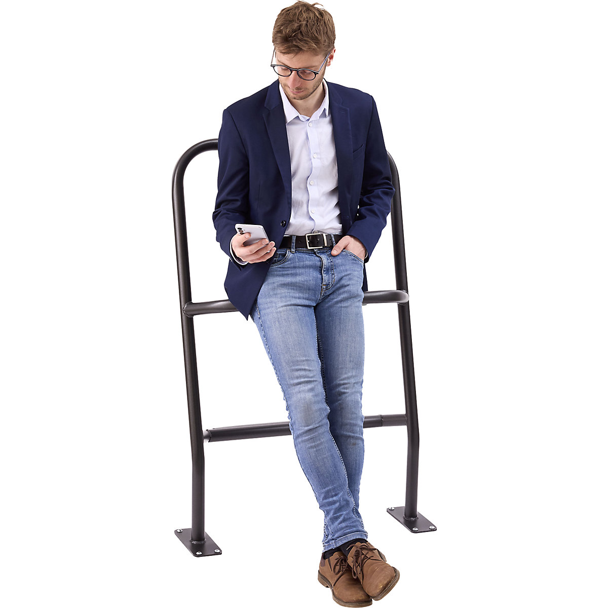 Leaning rail with foot rest – Mottez (Product illustration 4)-3