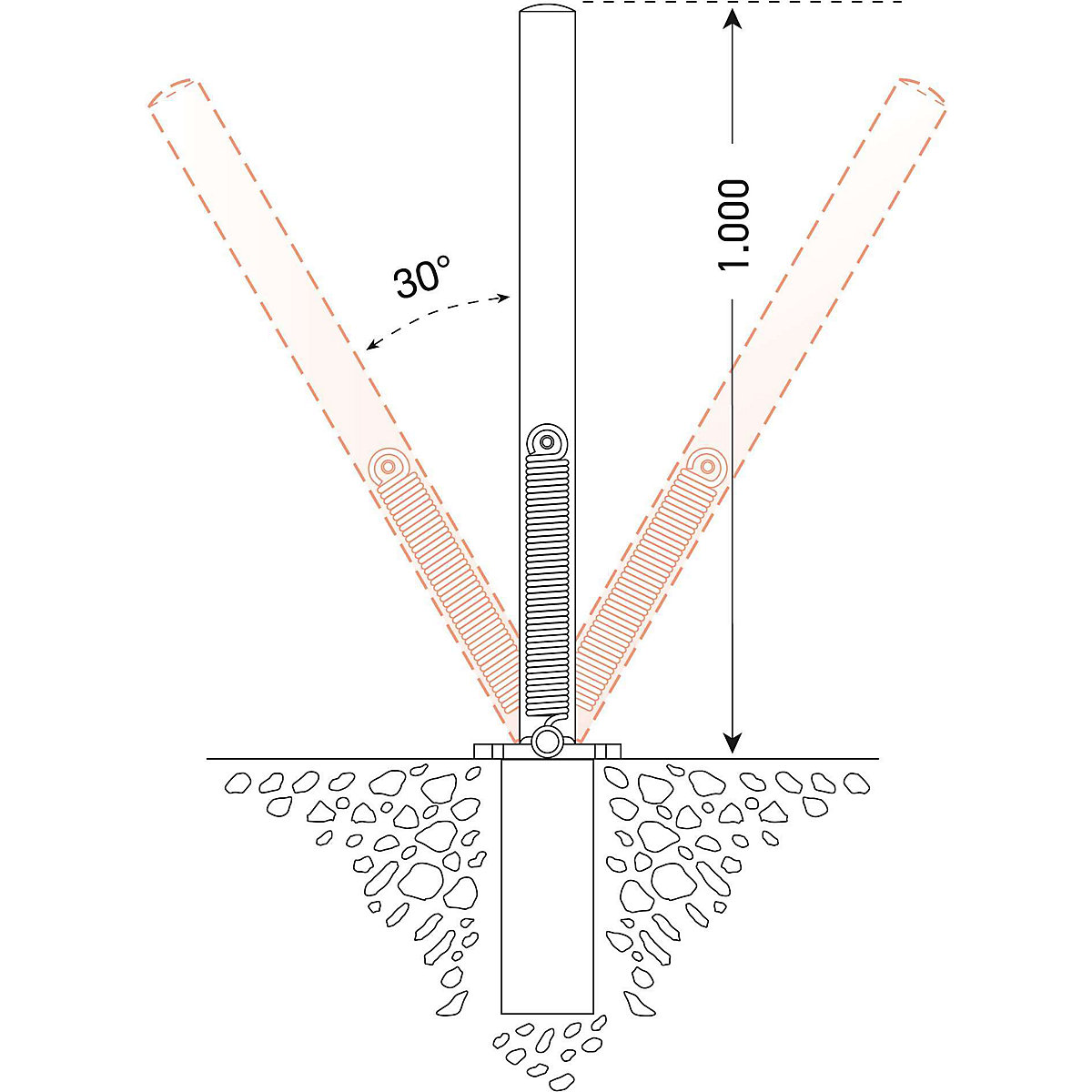 Barrier post made of steel tubing, flexible – Moravia (Product illustration 8)-7