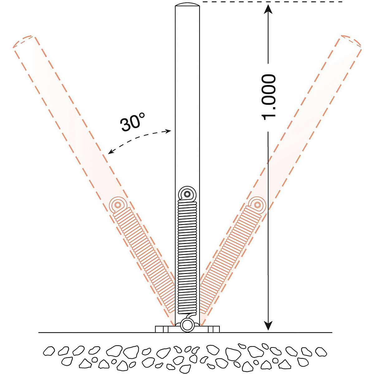 Barrier post made of steel tubing, flexible – Moravia (Product illustration 8)-7