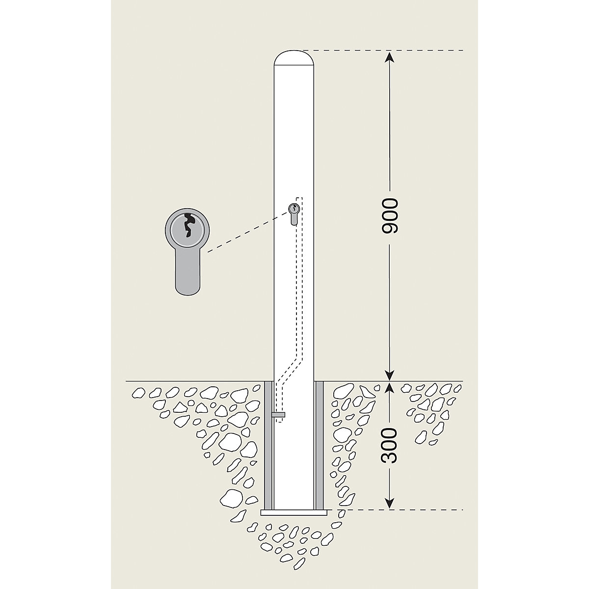 Stainless steel bollard – Moravia (Product illustration 3)-2