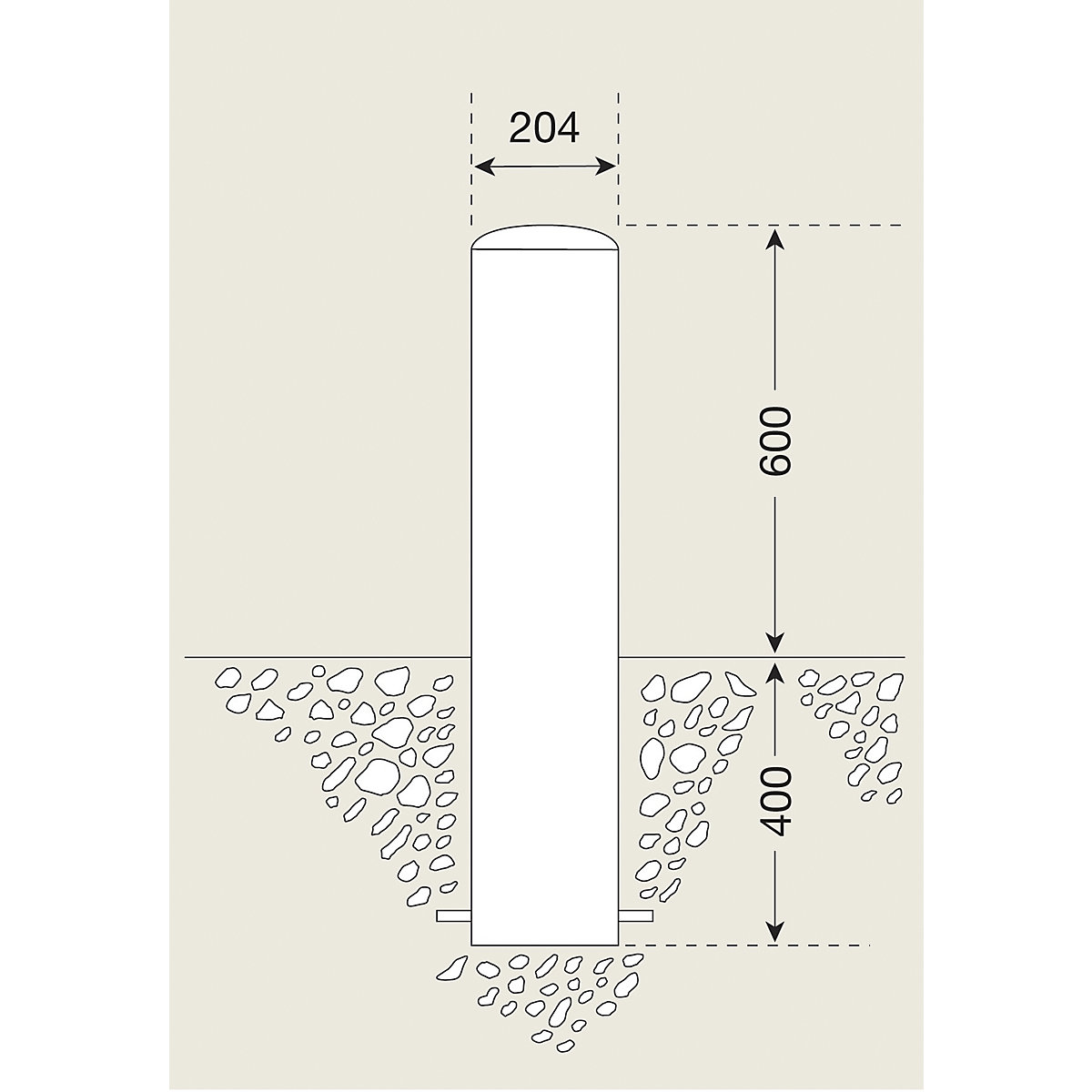 XL stainless steel bollard – Moravia (Product illustration 3)-2