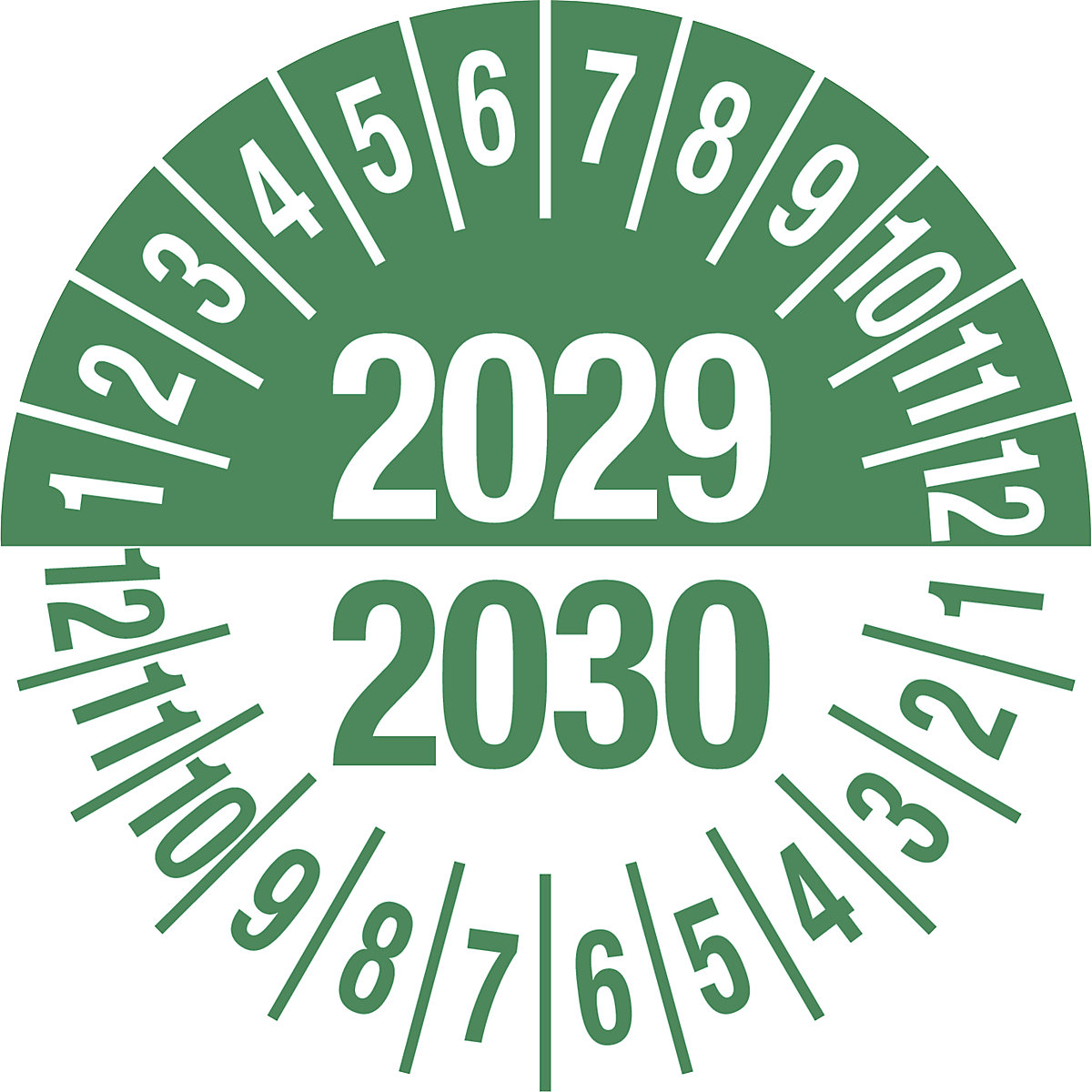 Test placard, multiple years, green