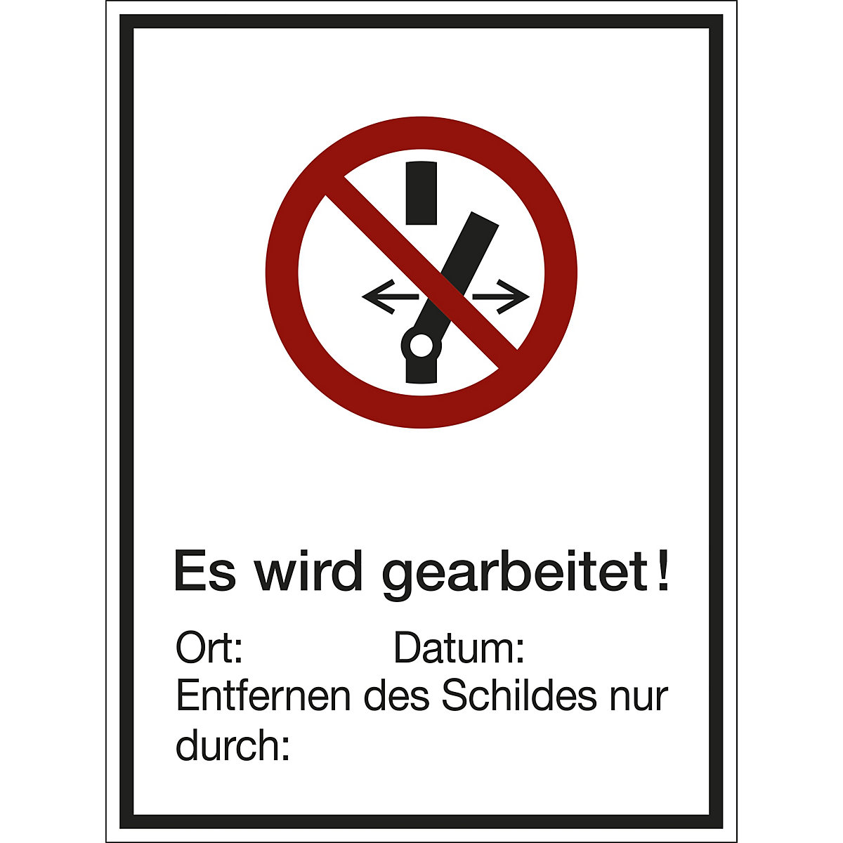 Additional combination sign with text for prohibition signs