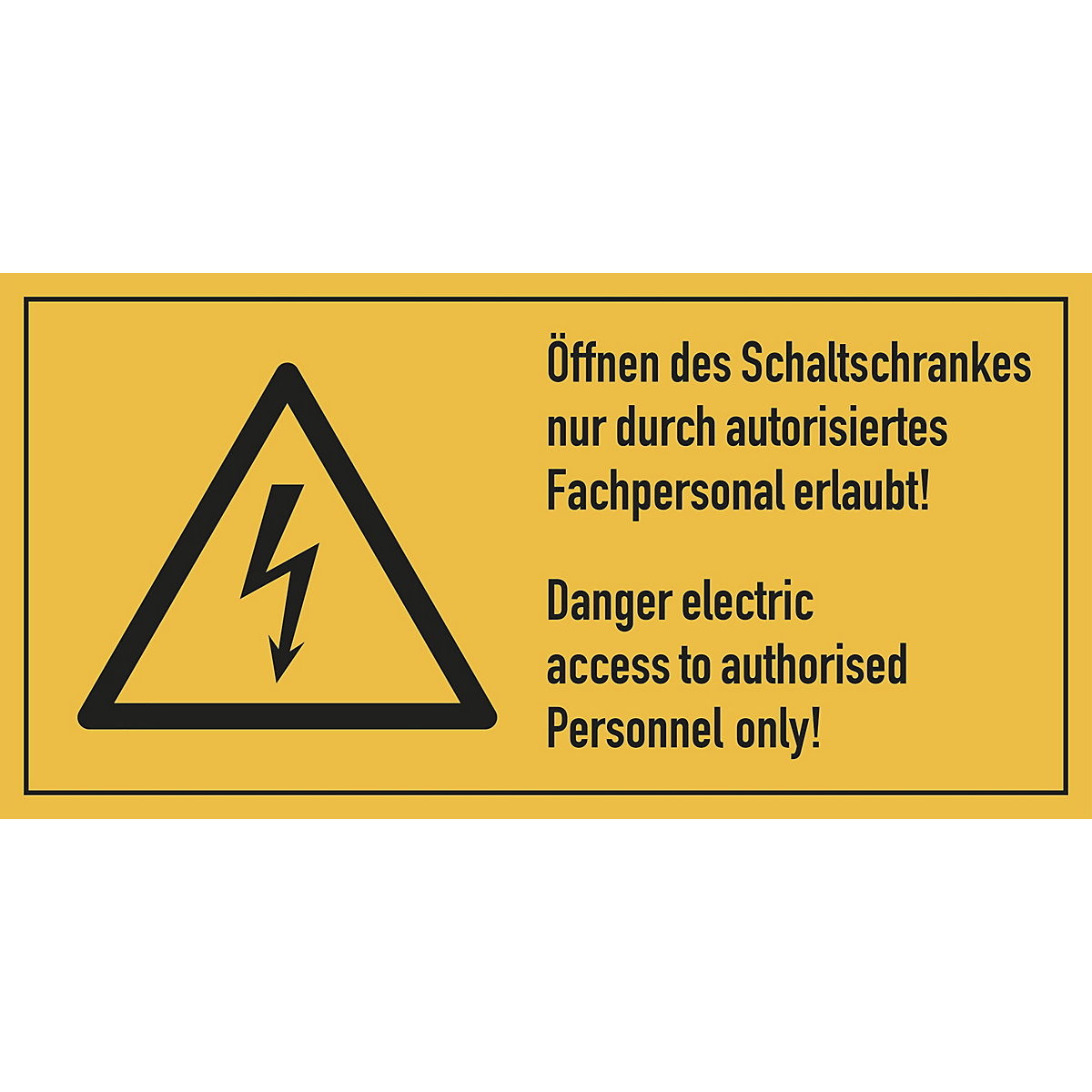 Multilingual combination signs with text for electrical installations