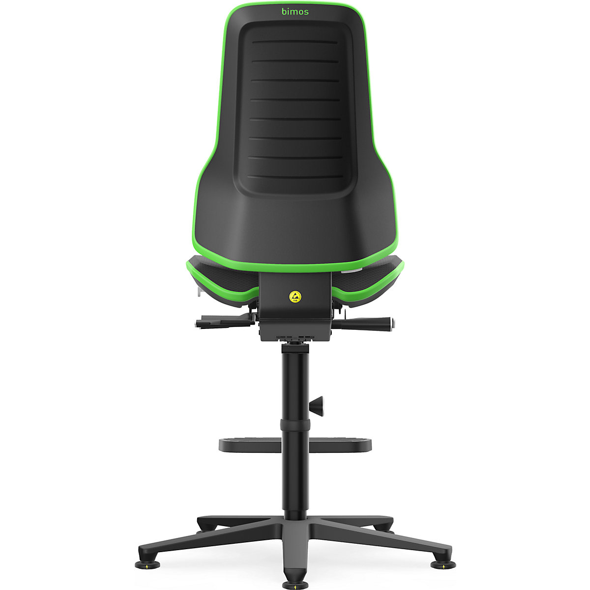 NEON ESD industrial swivel chair, floor glides, step-up – bimos (Product illustration 5)-4