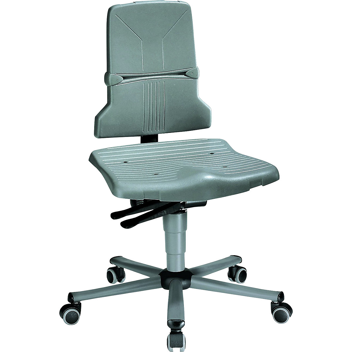 SINTEC industrial swivel chair – bimos, synchronous mechanism, five-foot tubular steel base with castors-1