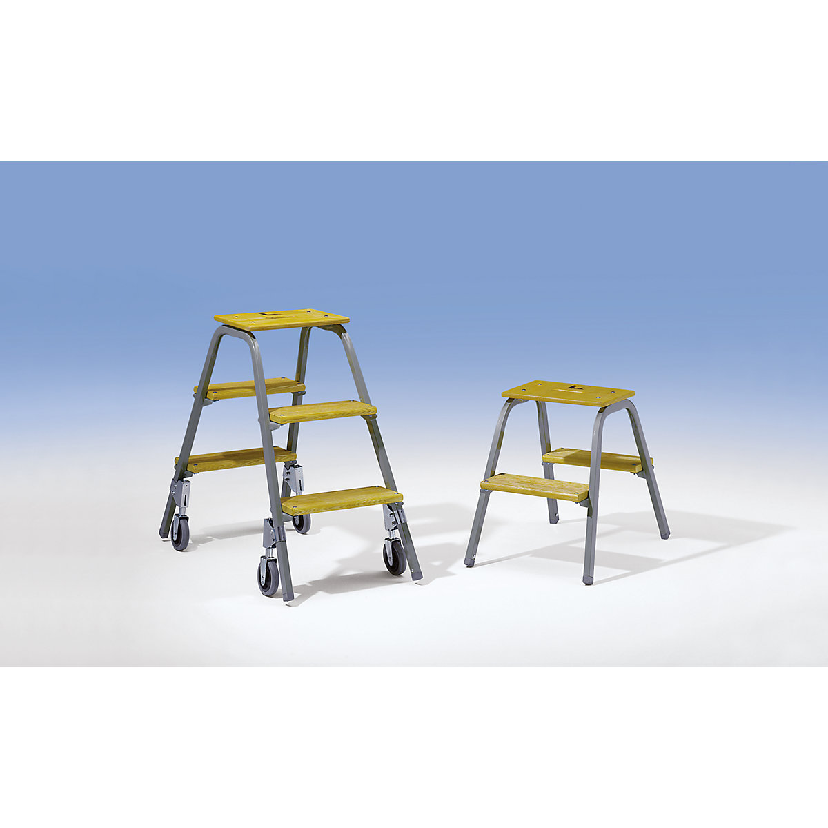 Tubular steel steps with wooden steps – MUNK (Product illustration 2)-1