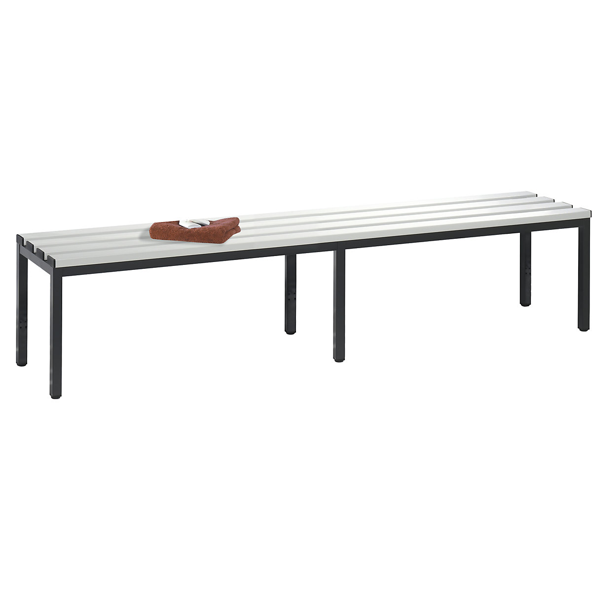 BASIC changing room bench – C+P, plastic slats, length 1960 mm, light grey-2