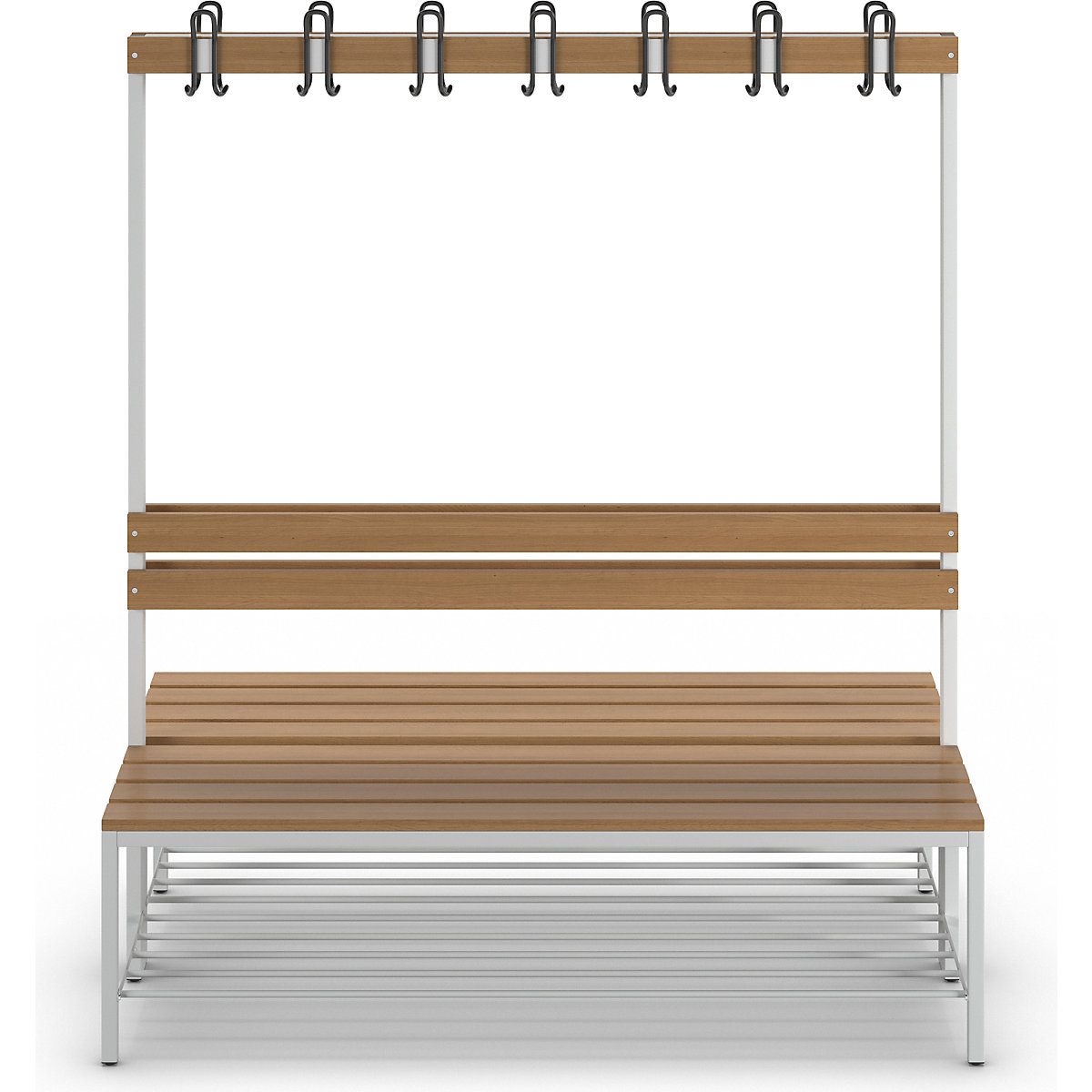 Changing room bench with back rest, double sided – eurokraft basic (Product illustration 8)-7