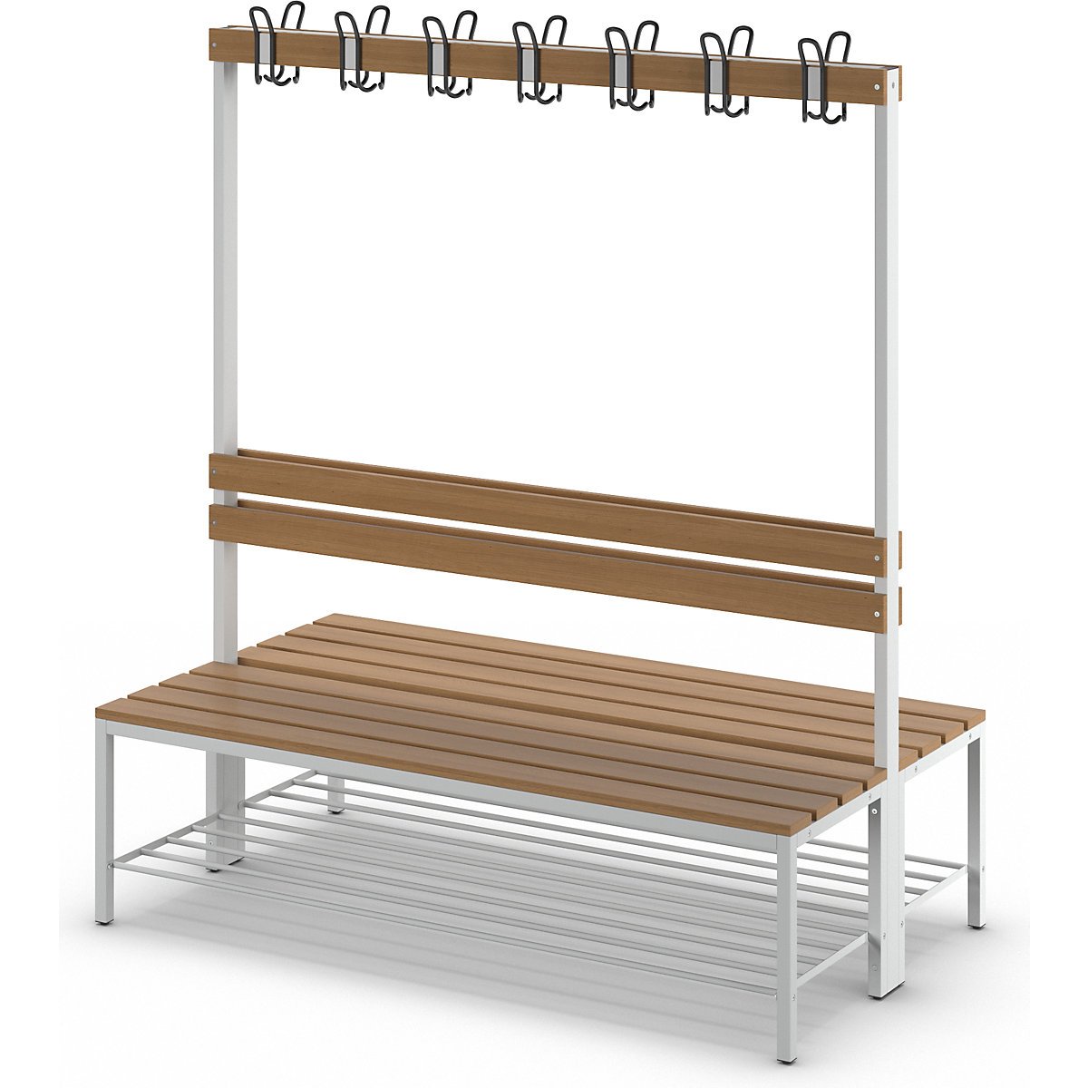 Changing room bench with back rest, double sided – eurokraft basic (Product illustration 9)-8