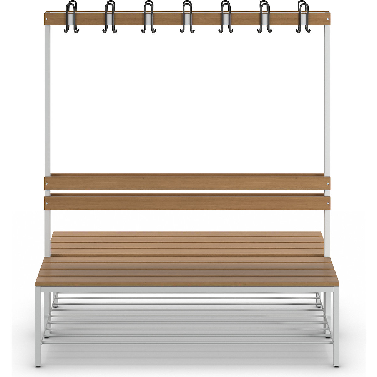 Changing room bench with back rest, double sided – eurokraft basic (Product illustration 10)-9
