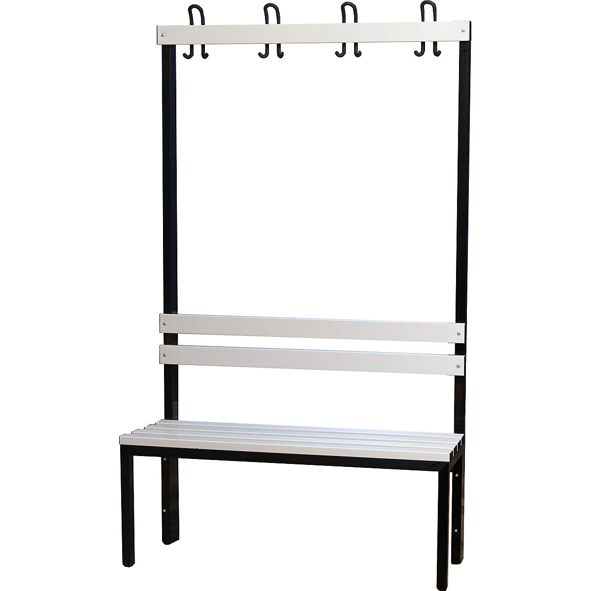 Changing room bench with back rest, single sided - Wolf