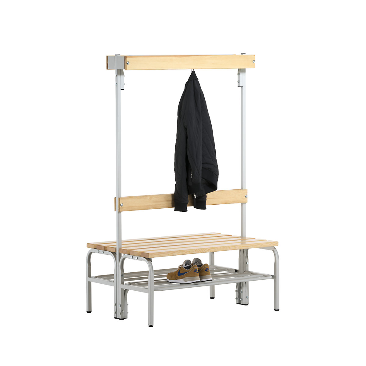 Changing room bench with hook rails, double-sided – Sypro (Product illustration 2)-1