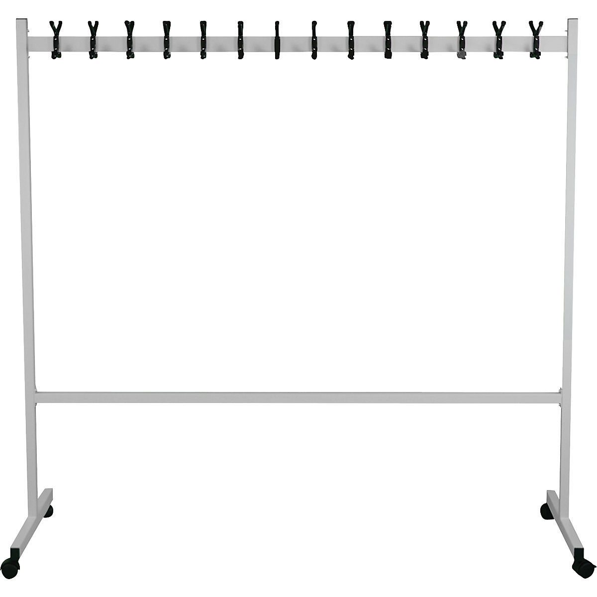 Mobile coat stand – eurokraft basic, HxD 1700 x 550 mm, 2 x 14 hooks-1
