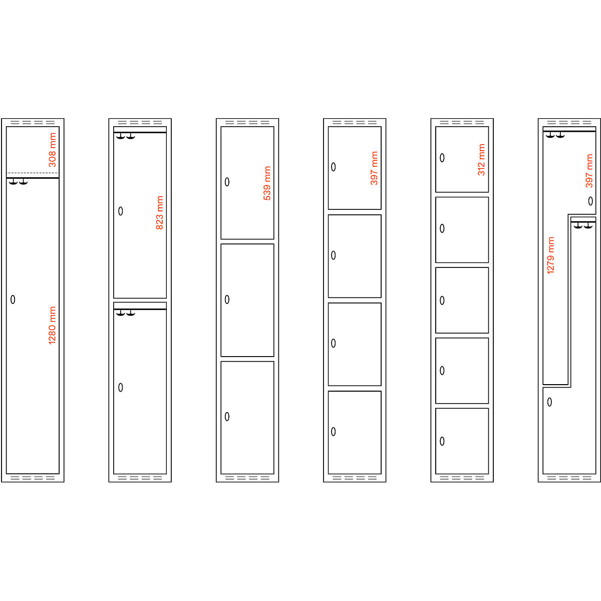 Fydor 5-door compartment locker, HPL (Product illustration 2)-1