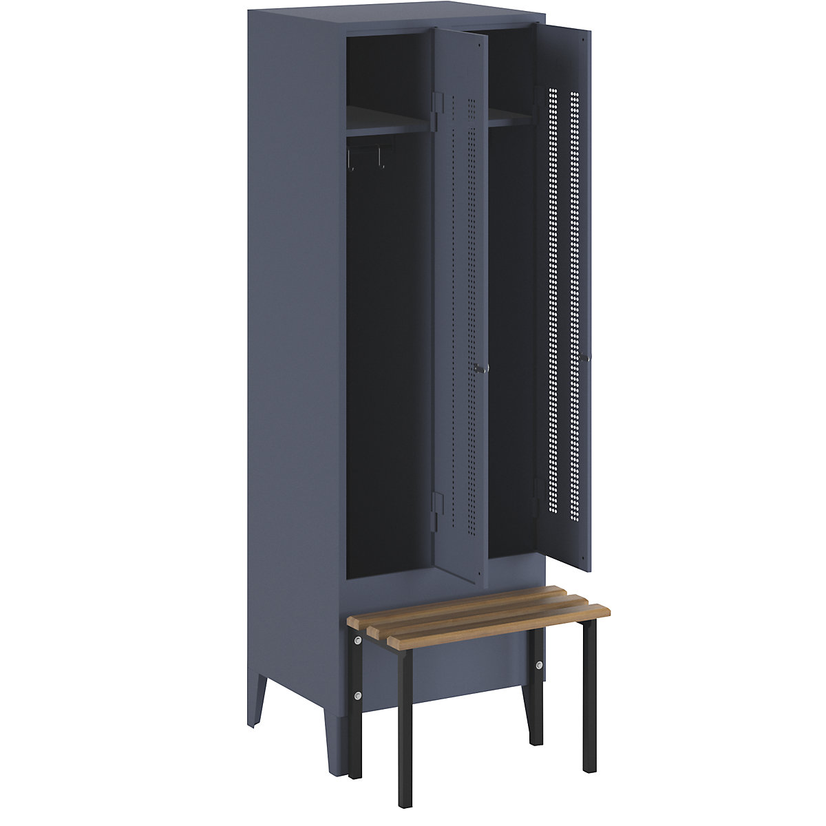 Berlin 1 bench seat clothes locker - Wolf