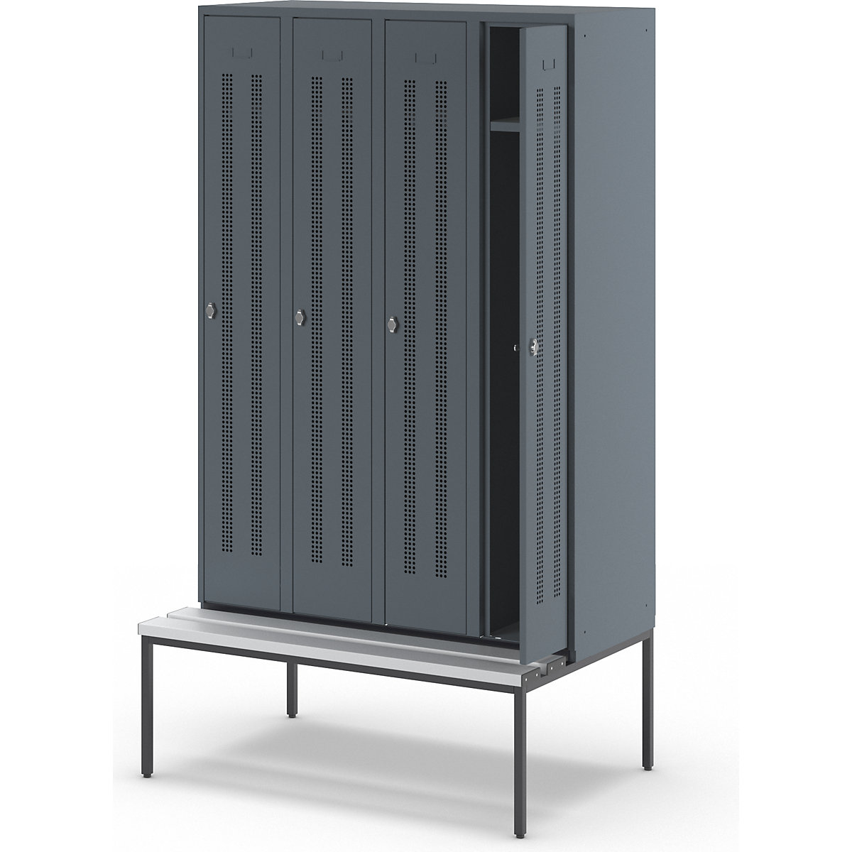 Berlin 1 bench seat clothes locker – Wolf (Product illustration 63)-62