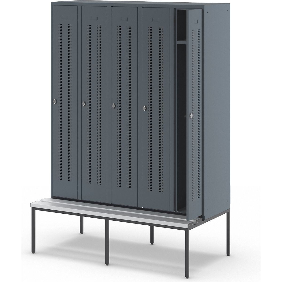 Berlin 1 bench seat clothes locker – Wolf (Product illustration 70)-69