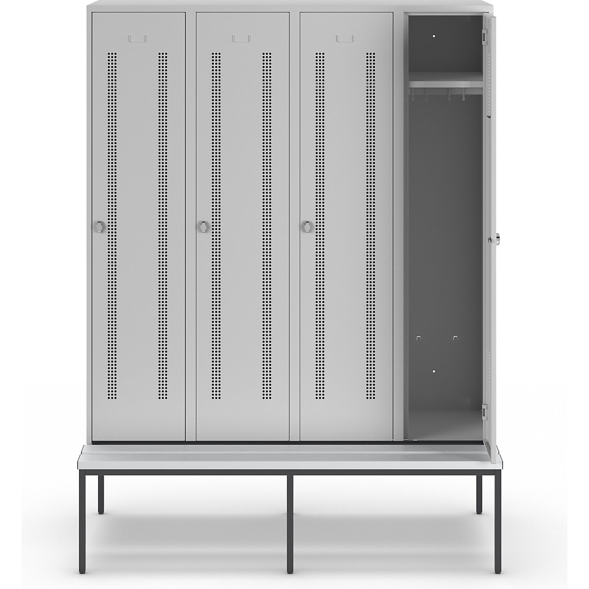 Berlin 1 bench seat clothes locker – Wolf (Product illustration 150)-149