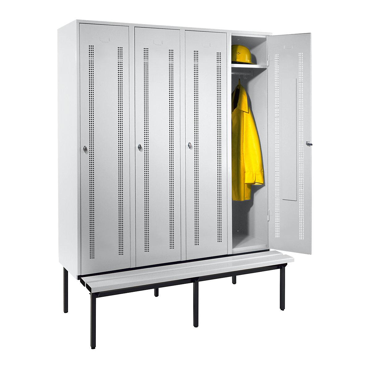 Berlin 1 bench seat clothes locker – Wolf (Product illustration 156)-155