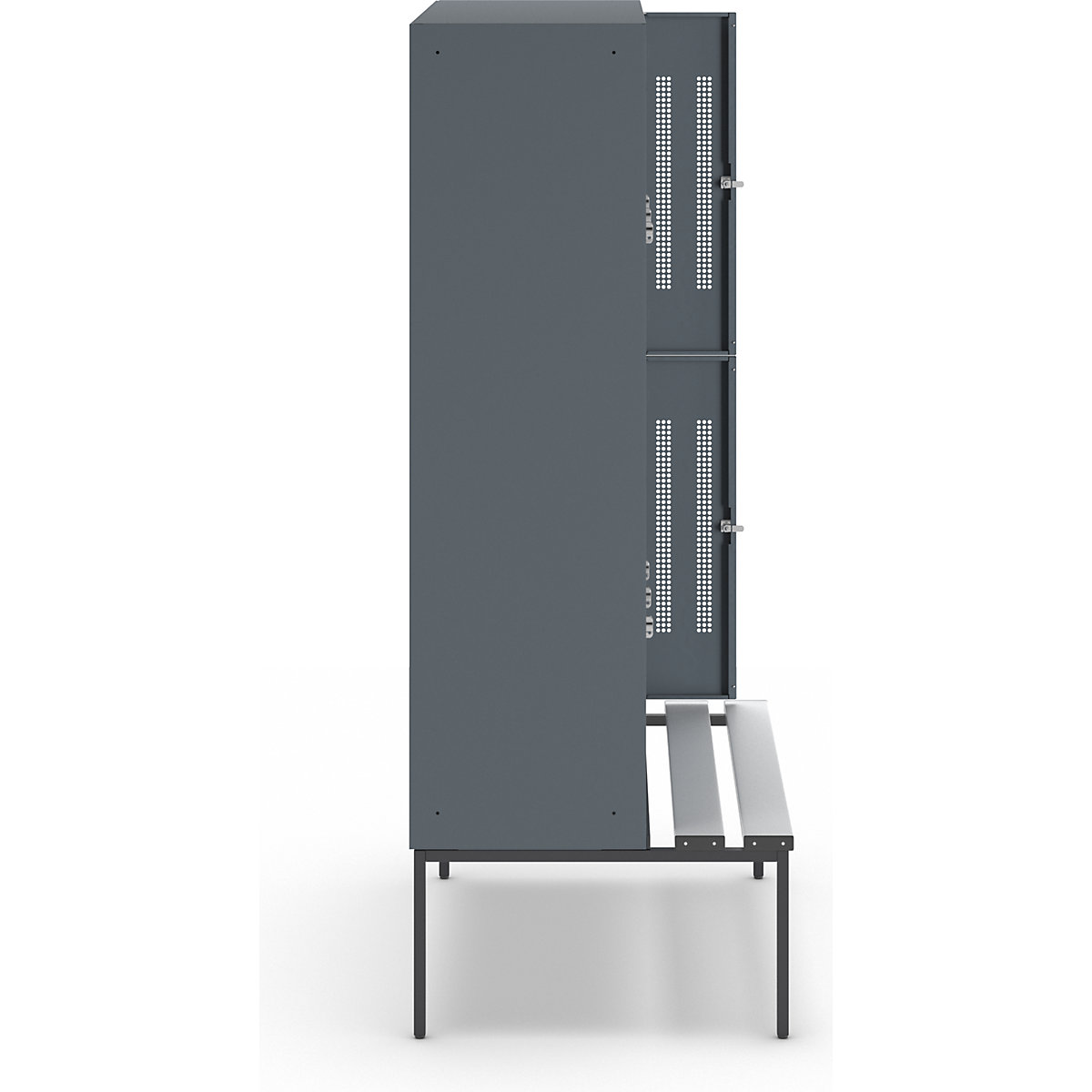 Berlin 1 bench seat double deck clothes locker – Wolf (Product illustration 4)-3