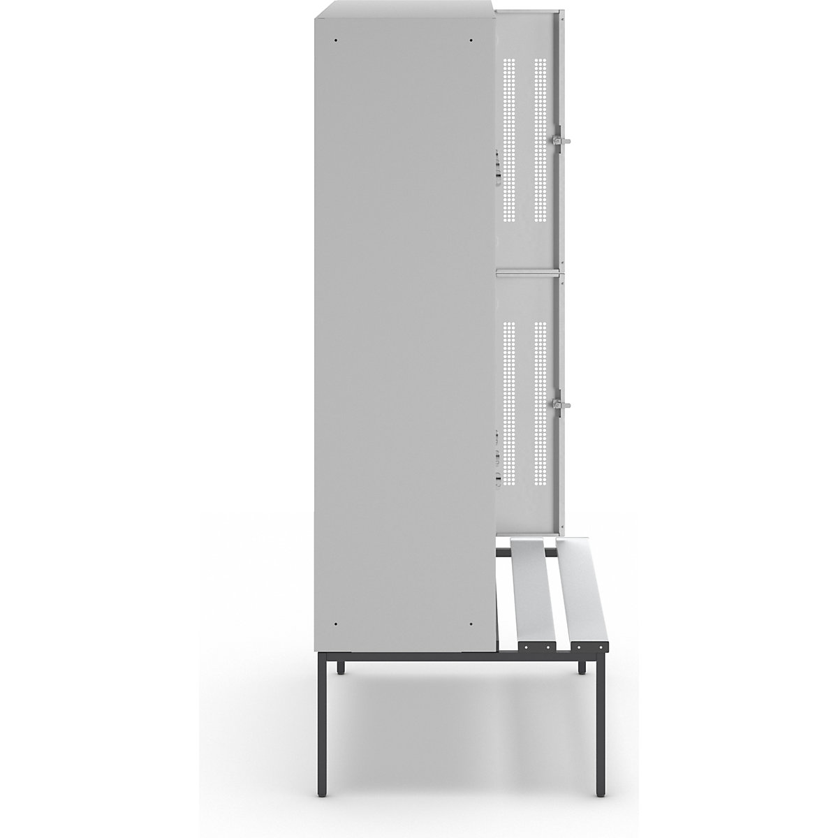 Berlin 1 bench seat double deck clothes locker – Wolf (Product illustration 4)-3