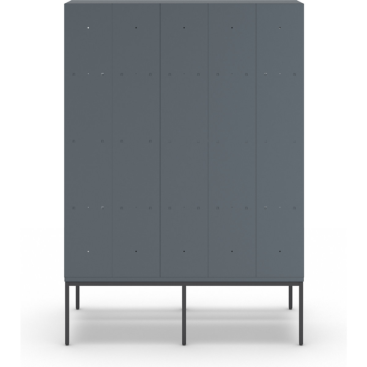 Berlin 1 bench seat double deck clothes locker – Wolf (Product illustration 5)-4