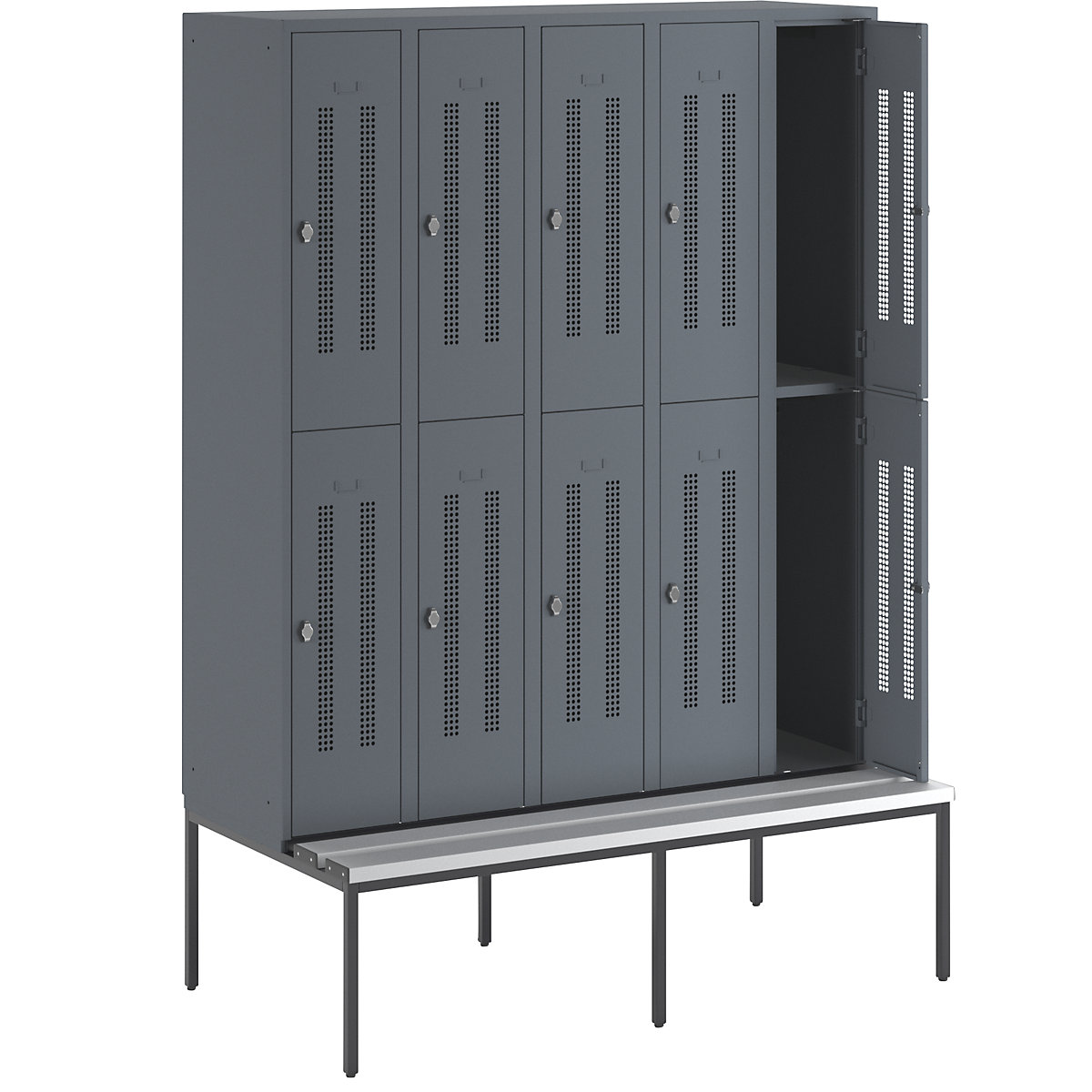 Berlin 1 bench seat double deck clothes locker – Wolf