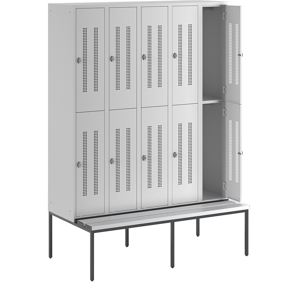 Berlin 1 bench seat double deck clothes locker – Wolf