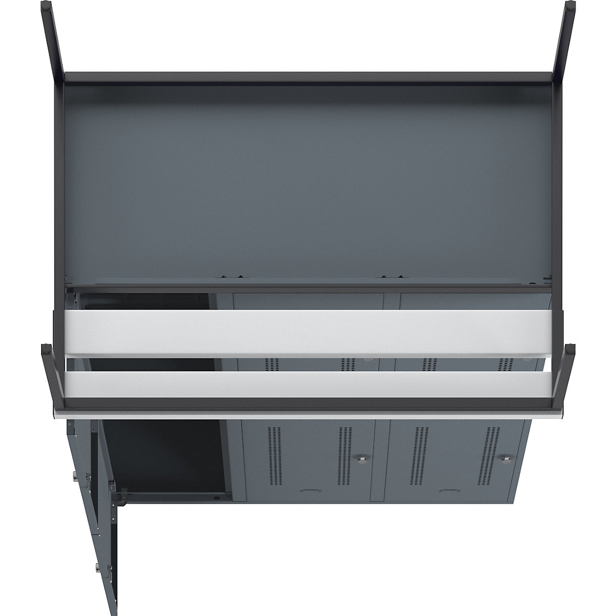 Berlin 1 bench seat double deck clothes locker – Wolf (Product illustration 7)-6