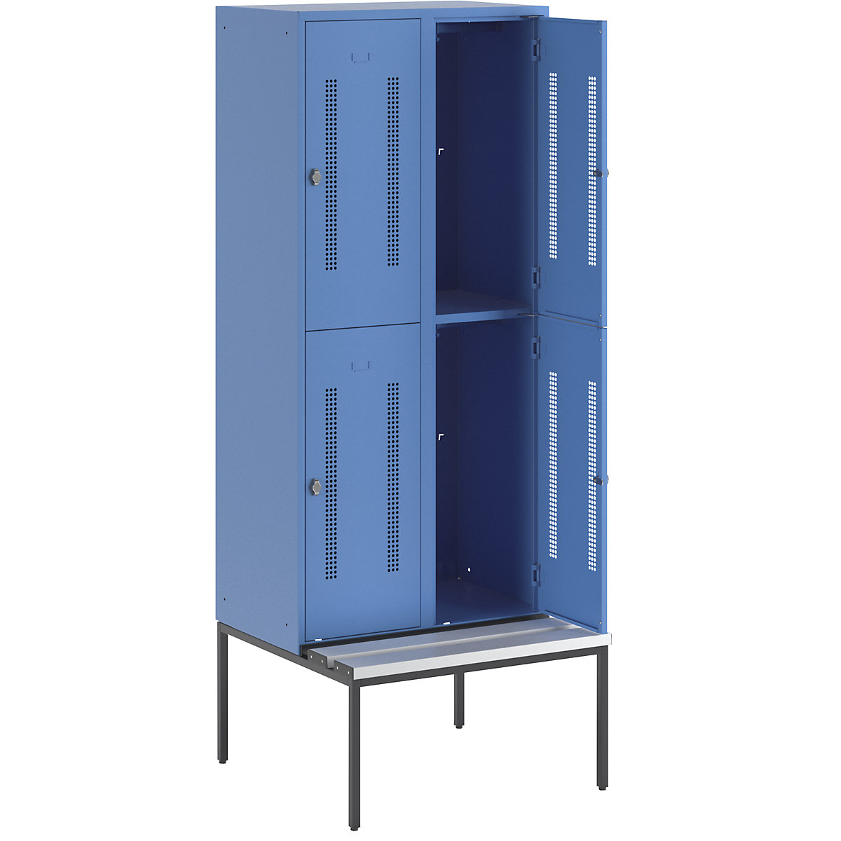 Berlin 1 bench seat double deck clothes locker – Wolf