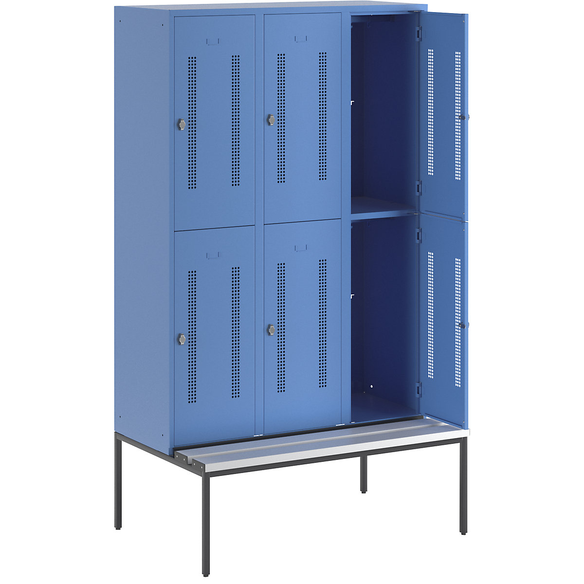 Berlin 1 bench seat double deck clothes locker – Wolf