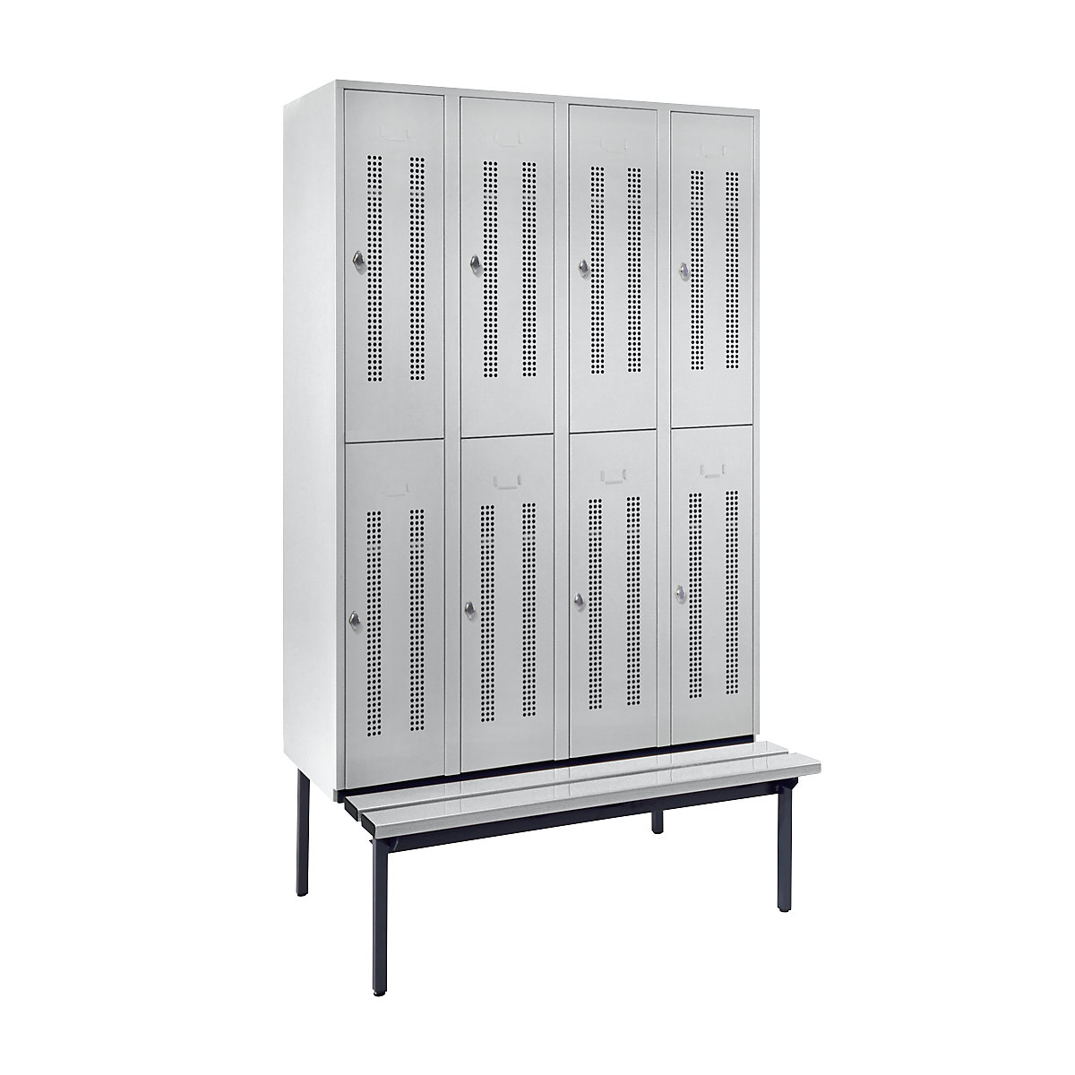 Berlin 1 bench seat double deck clothes locker – Wolf (Product illustration 9)-8