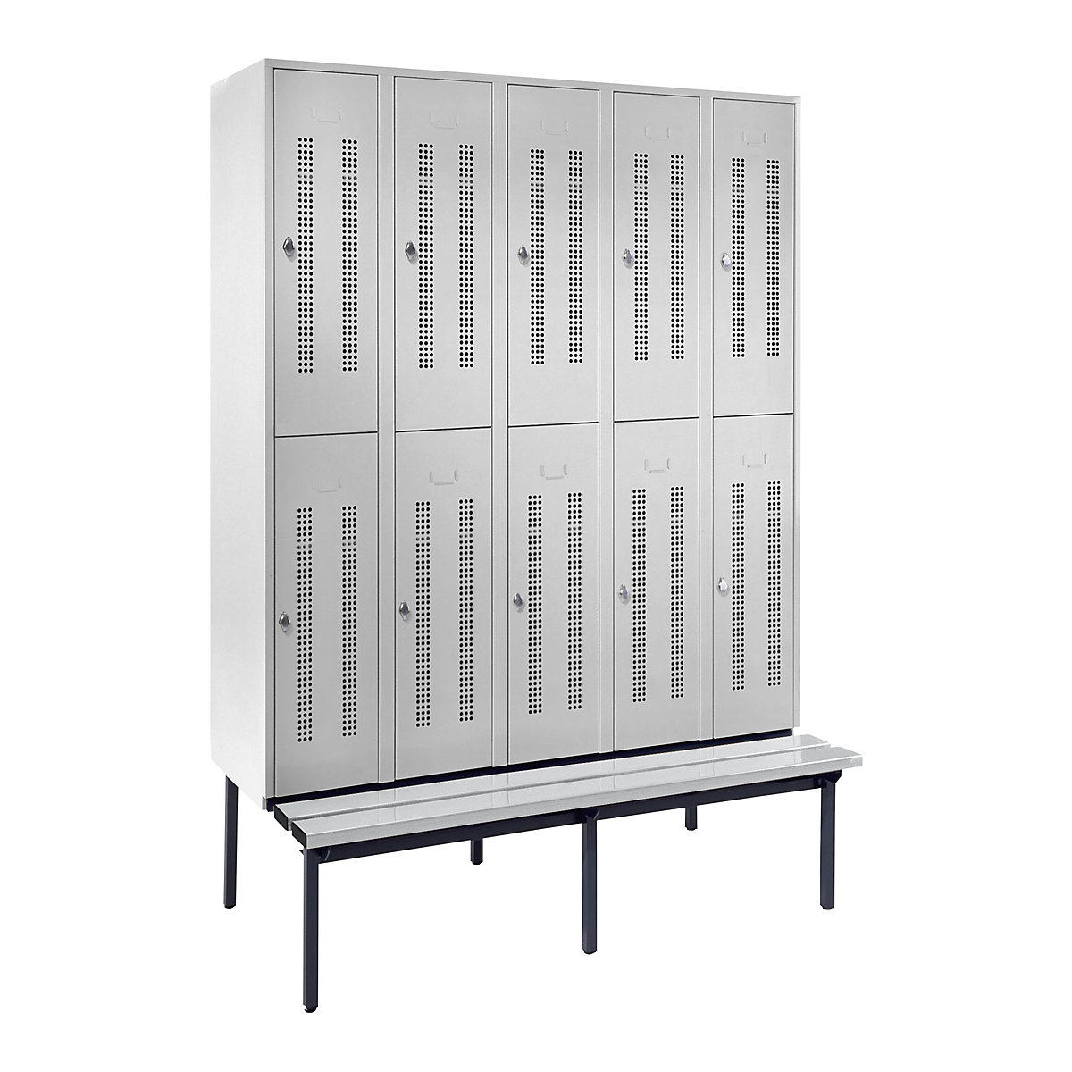 Berlin 1 bench seat double deck clothes locker – Wolf (Product illustration 9)-8