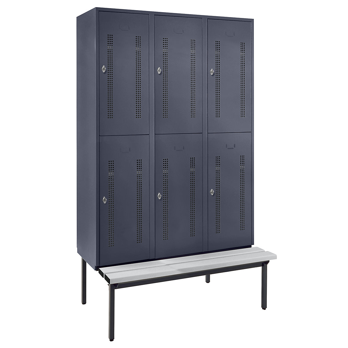 Berlin 1 bench seat double deck clothes locker – Wolf (Product illustration 9)-8