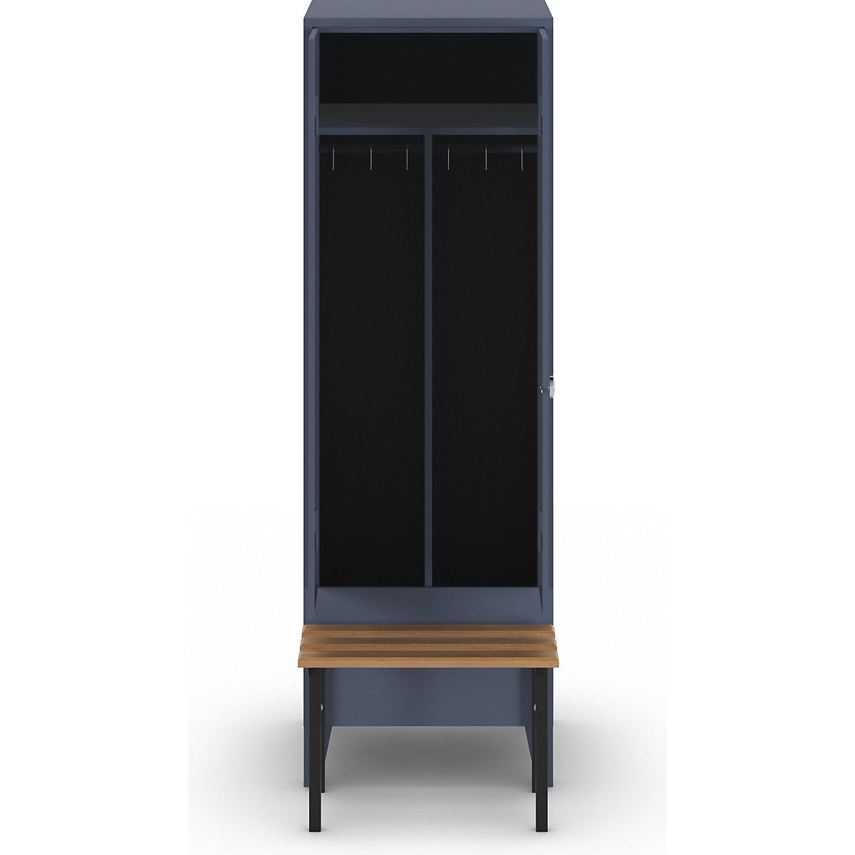Berlin 1 clean and dirty locker with bench seat – Wolf (Product illustration 2)-1